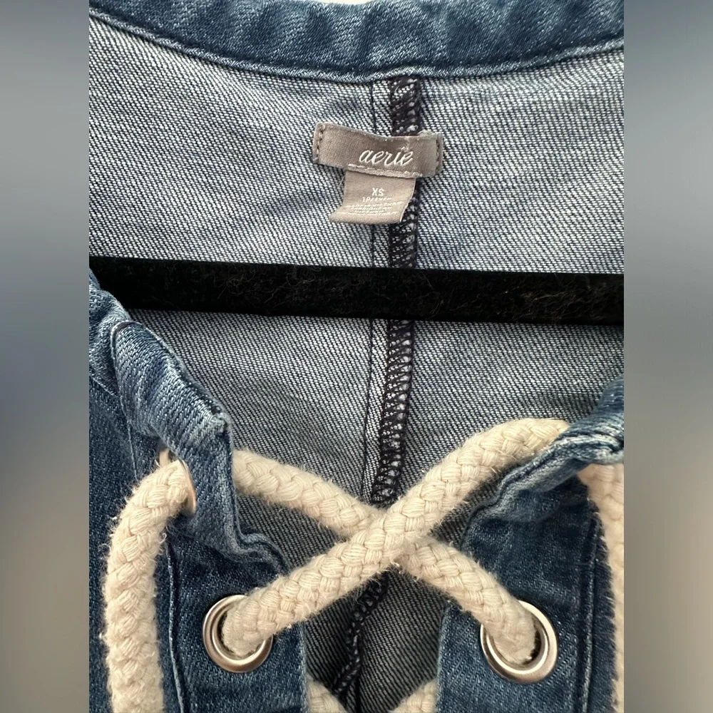 Aerie Nautical Rope Lace-Up Denim Dress - Picture 4 of 6